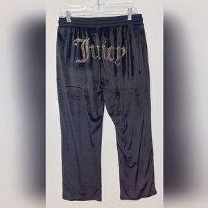 Juicy Couture Black Velour Joggers with Gold Logo.💎